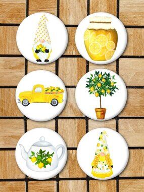 Lemon Theme Fridge Magnets Set Of 6 Metal Magnets For Home Office Kitchen School